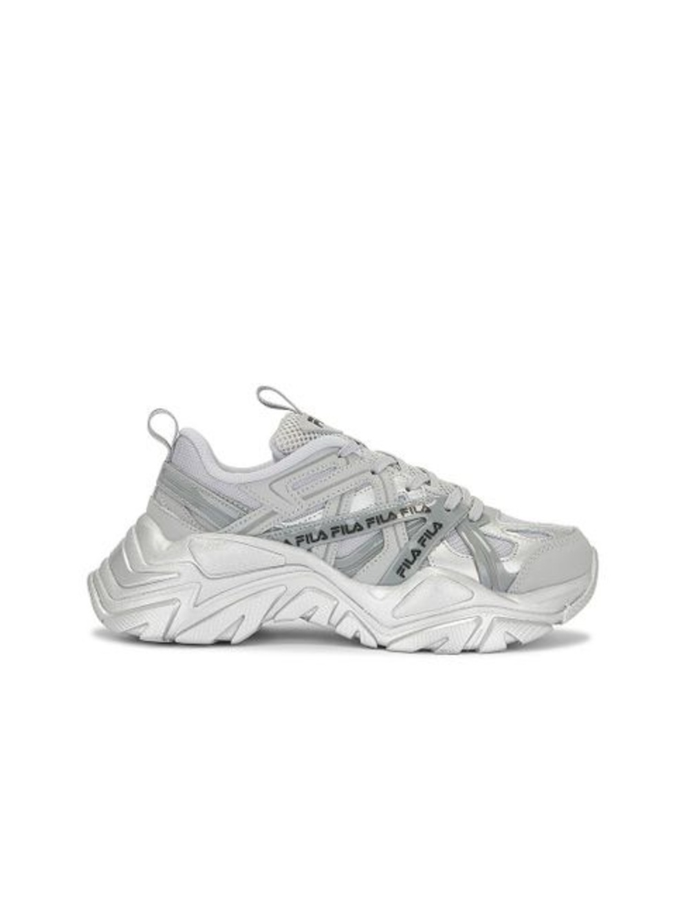 Fila Women's White and Silver Athletic Chunky Sneaker